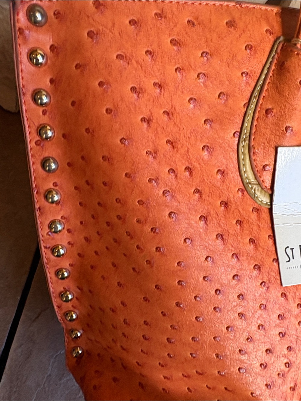 St. Barry PVC Orange Multicolor Textured Tote Bag - Picture 3 of 10